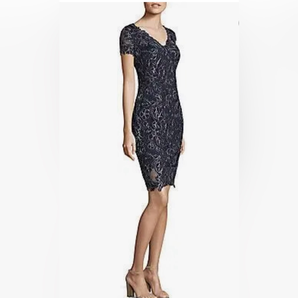 Tadashi Shoji Floral Embroidered Cocktail Dress Size 12